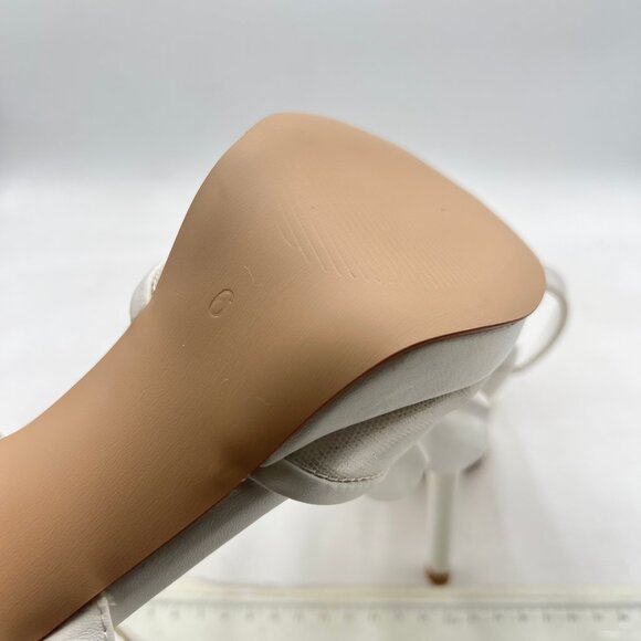 XYD White Mesh Flower Open Toe Sandals Stiletto Heels Platform Ankle Strap Pumps - Picture 5 of 8